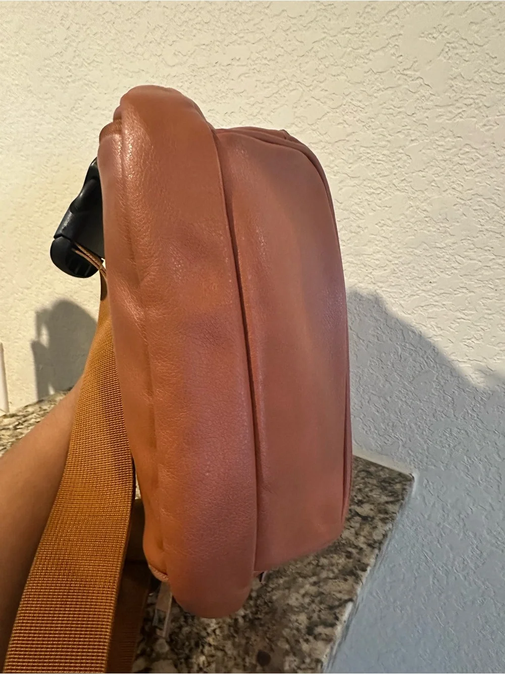 Kibou Vegan Leather Diaper Bag Fanny Pack - Saddle Brown (No Pad)